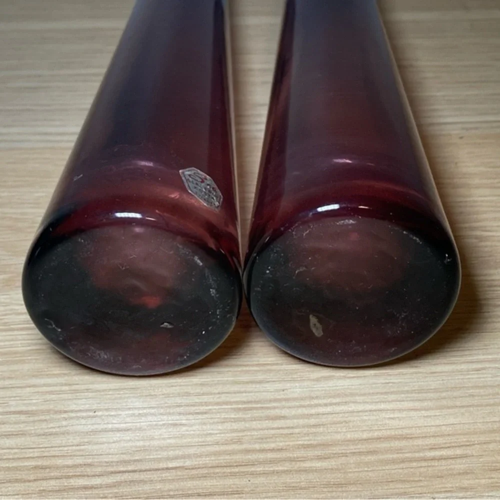 Set Of 2 Sea GlasBruk Kosta‎ Sweden Minimalist Bud Vase Purple Pink Rare